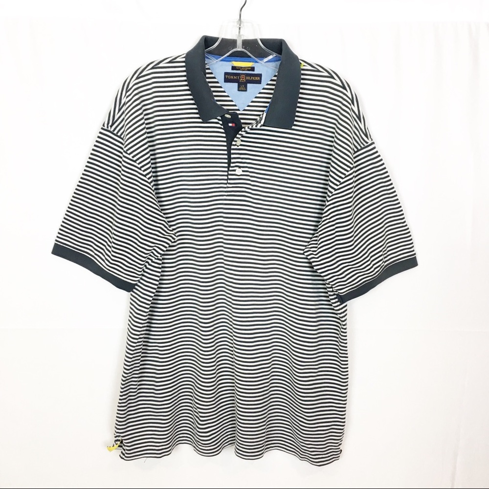 Tommy Hilfiger Blue/White Striped Polo Shirt-Med